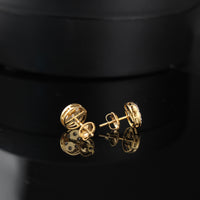 Real 10K Gold Mens Round Diamond Earrings
