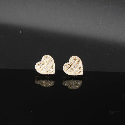 10K Diamond Heart Studs