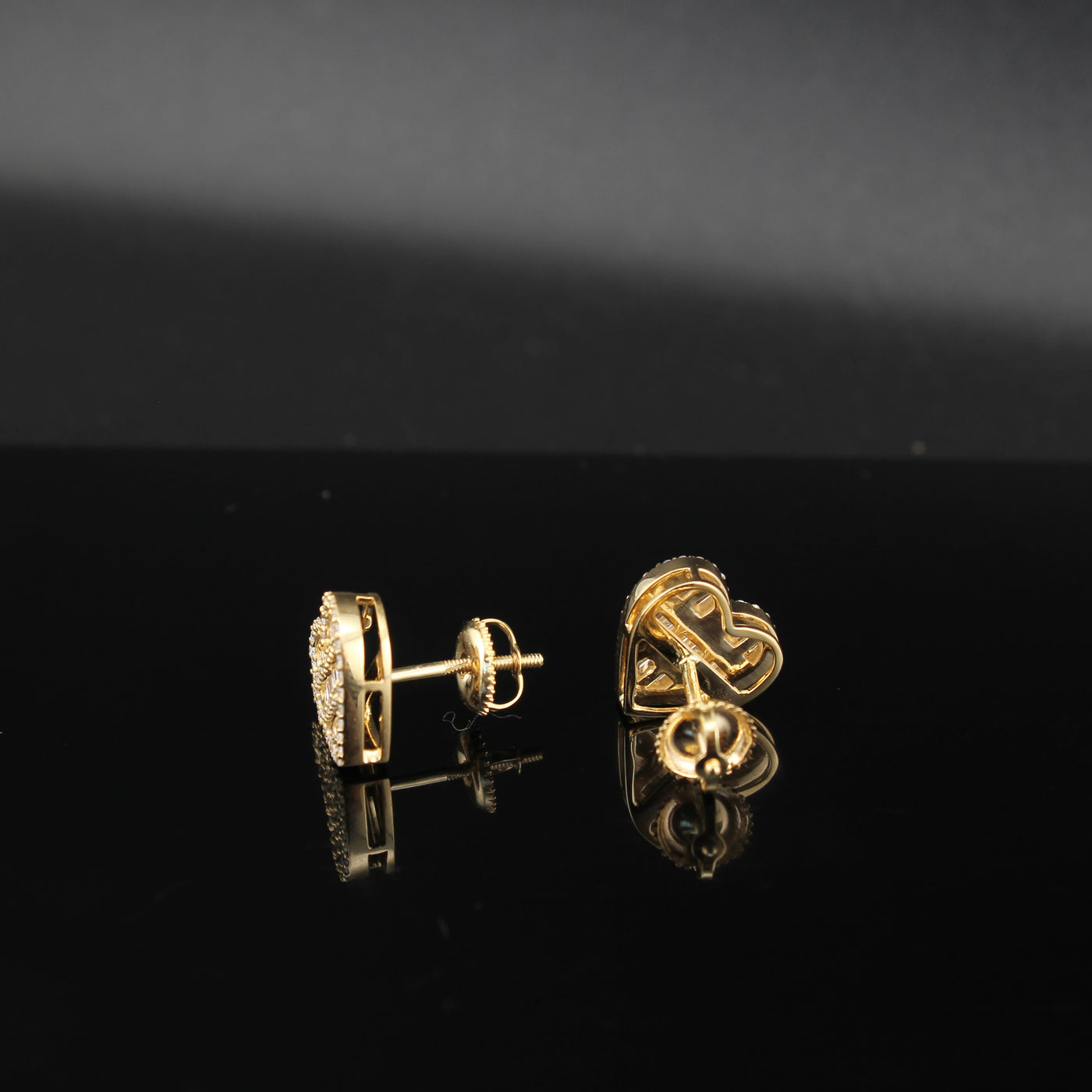 10K Diamond Heart Studs