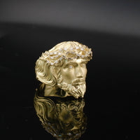 Anillo de oro de 10K con cabeza de Jesús para hombre
