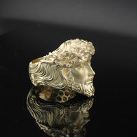 Anillo de oro de 10K con cabeza de Jesús para hombre