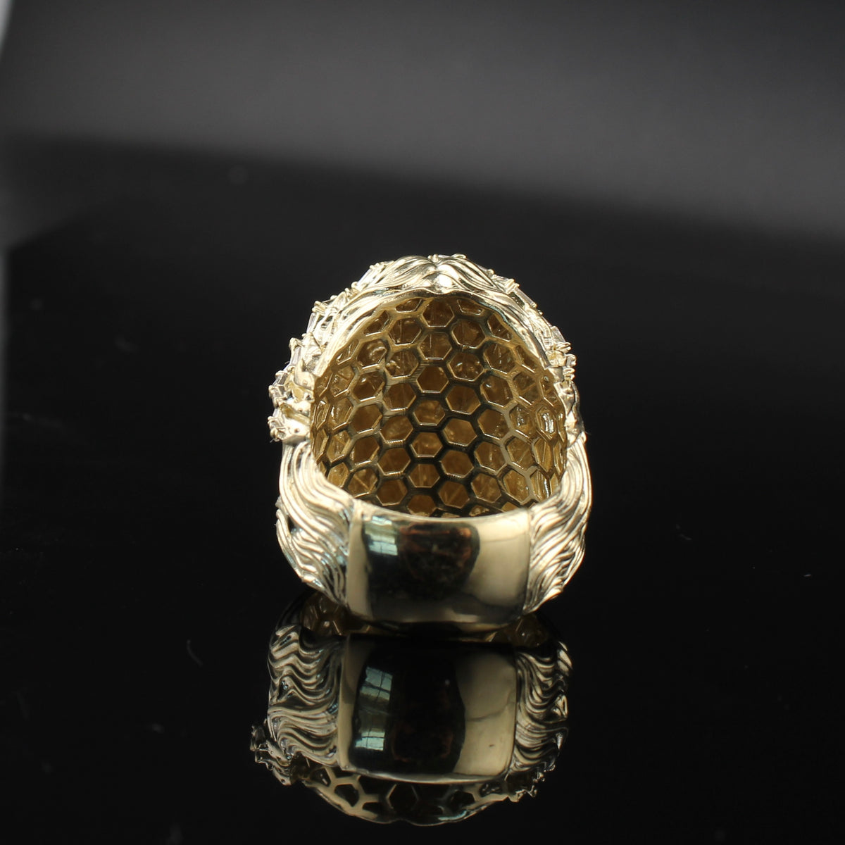 Anillo de oro de 10K con cabeza de Jesús para hombre