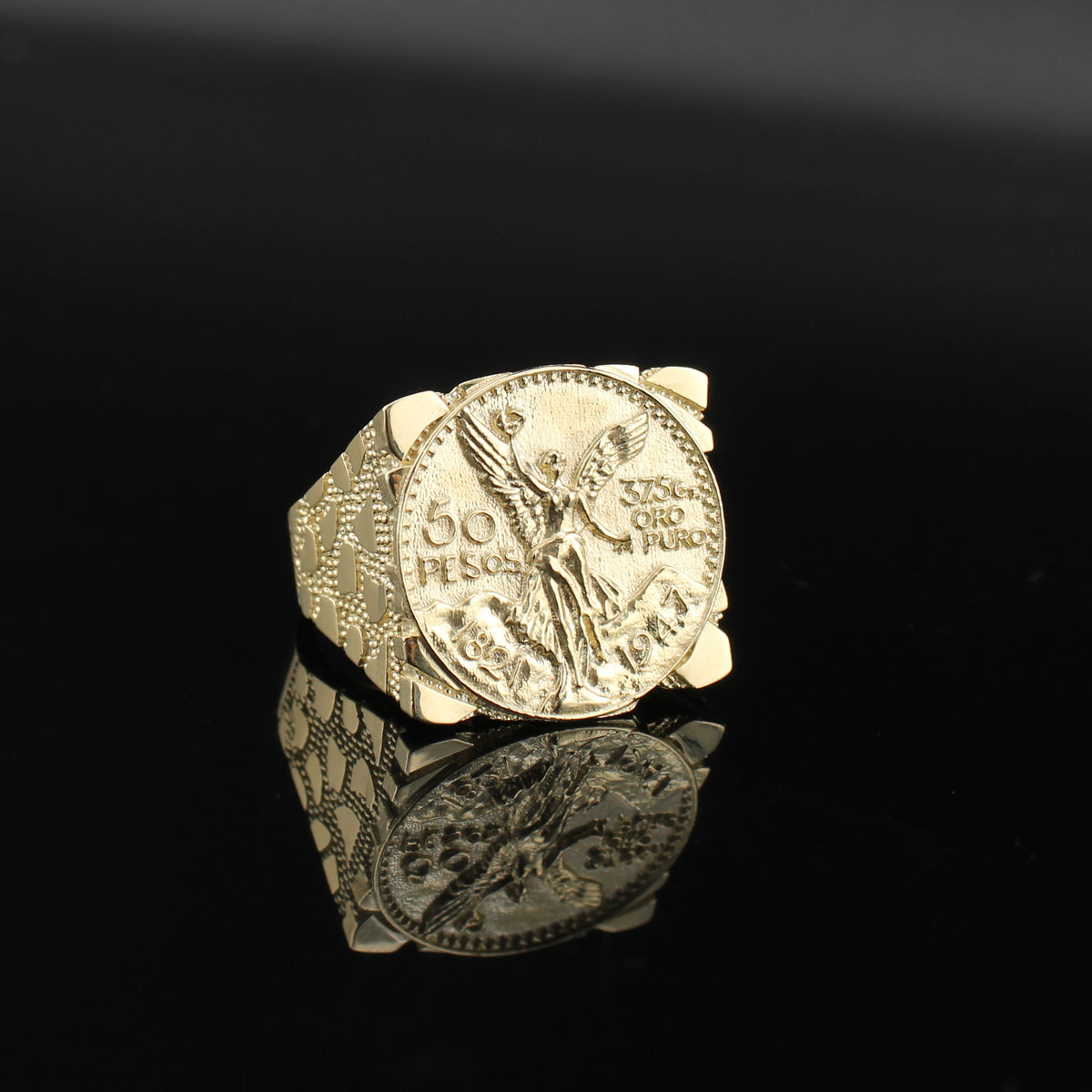 Real 10K Gold Mexican Centenario 50 Pesos Ring