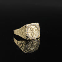 Real 10K Gold Round Centenario 50 Pesos Ring