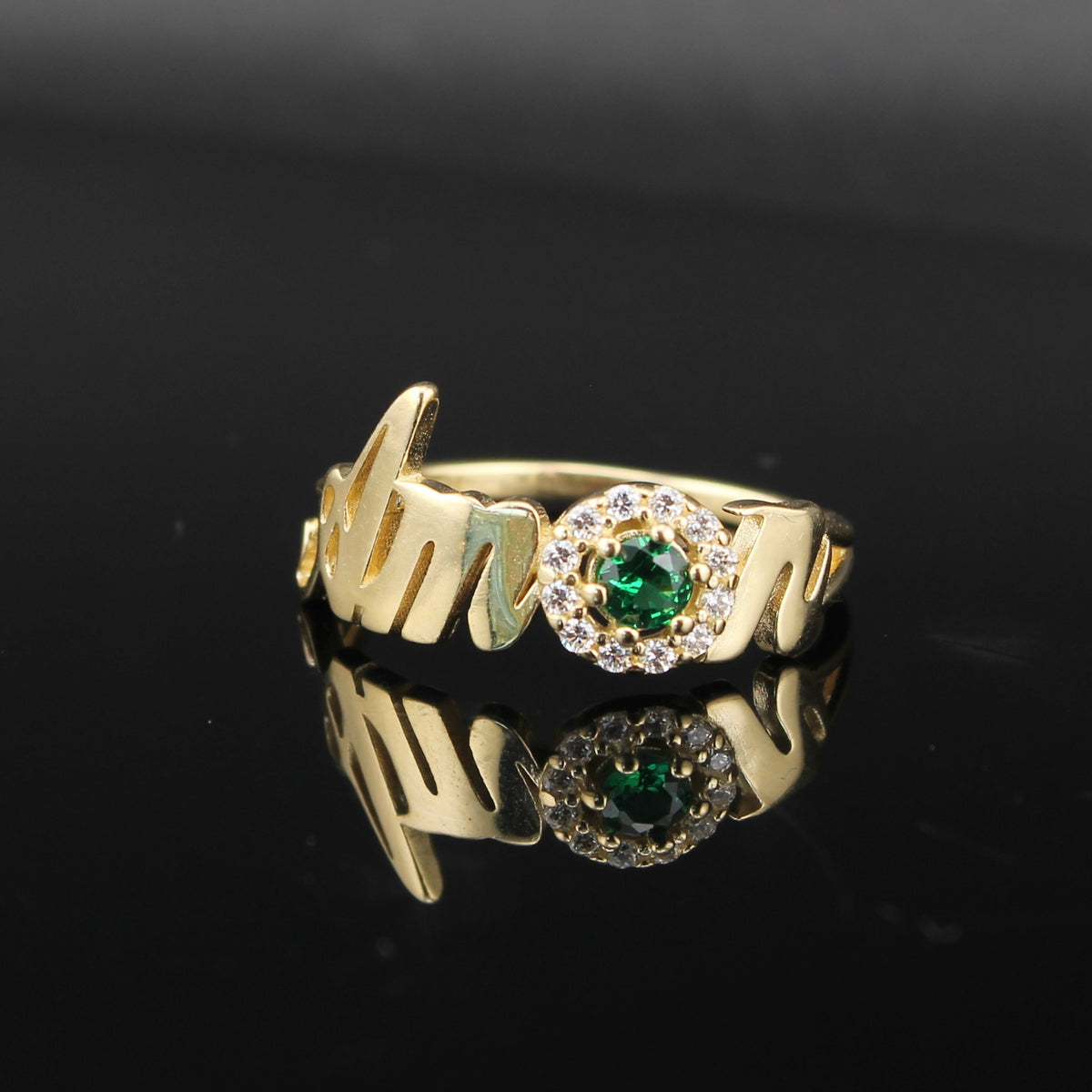 Anillo Amor de Oro Macizo de 14K con Piedras