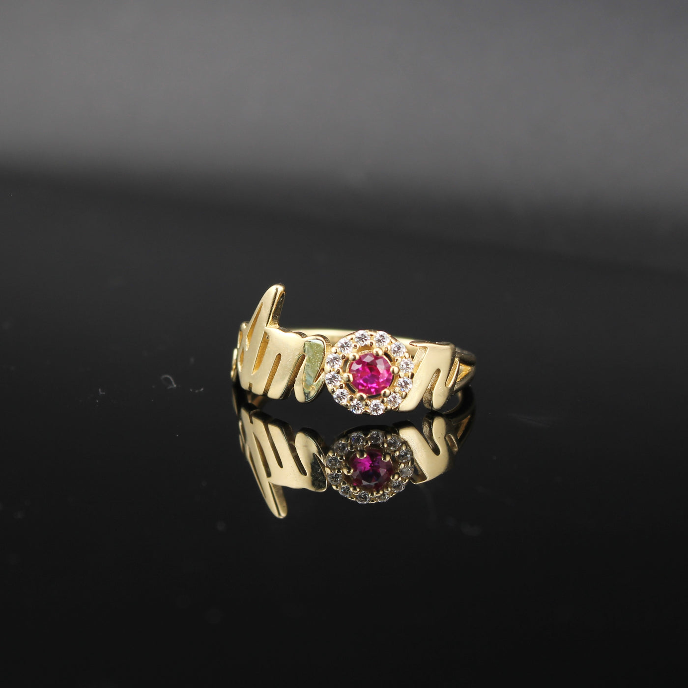 14K Gold Amor Ring Stones