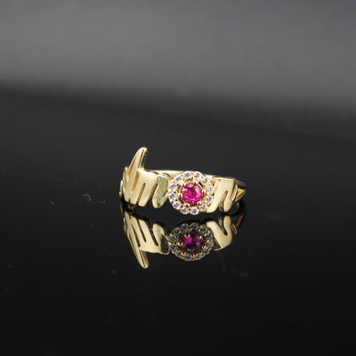 14K Gold Amor Ring Stones