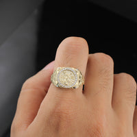 Real 10K Gold Round Centenario 50 Pesos Ring