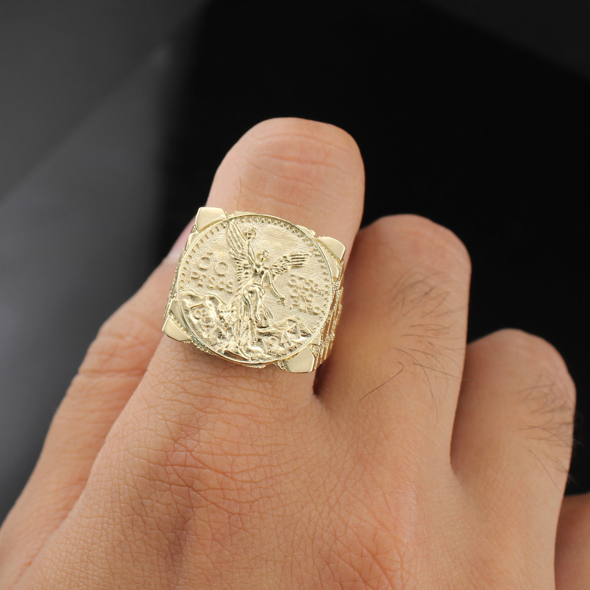Real 10K Gold Mexican Centenario 50 Pesos Ring