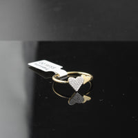 Anillo de corazón de diamante de oro de 14K auténtico