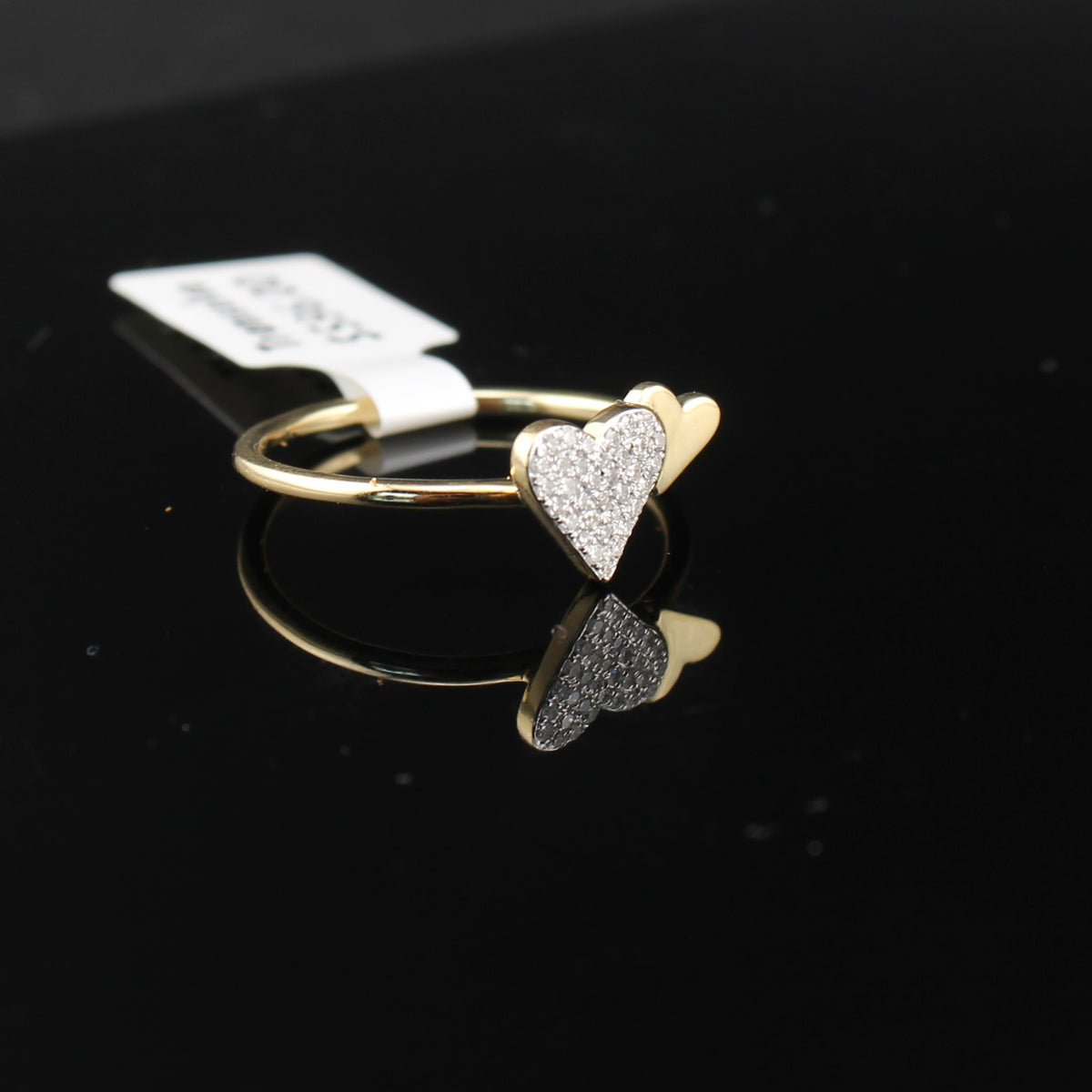 Anillo de corazón de diamante de oro de 14K auténtico