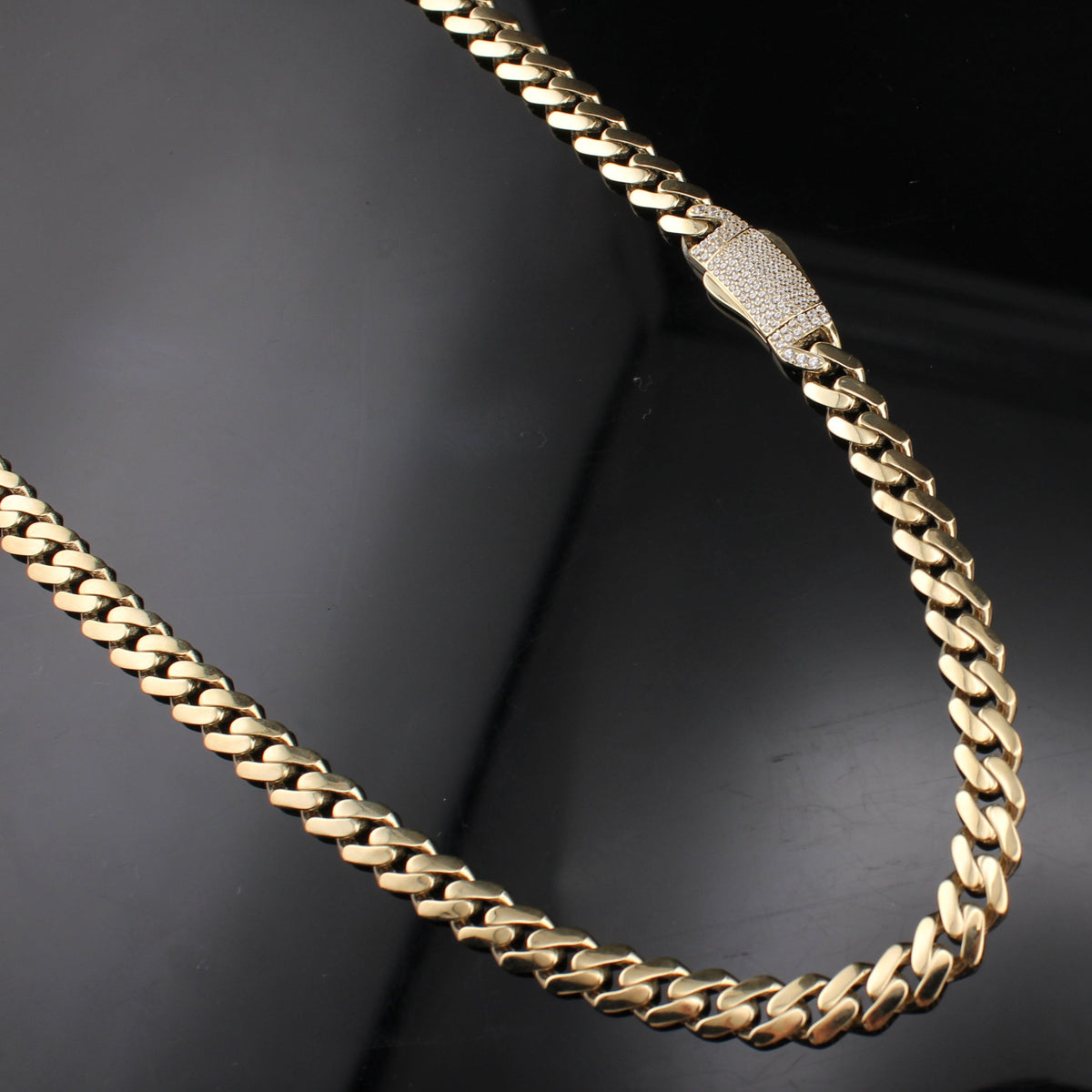 Cadena Cubana Royal de Oro de 10K auténtico de 6.5mm
