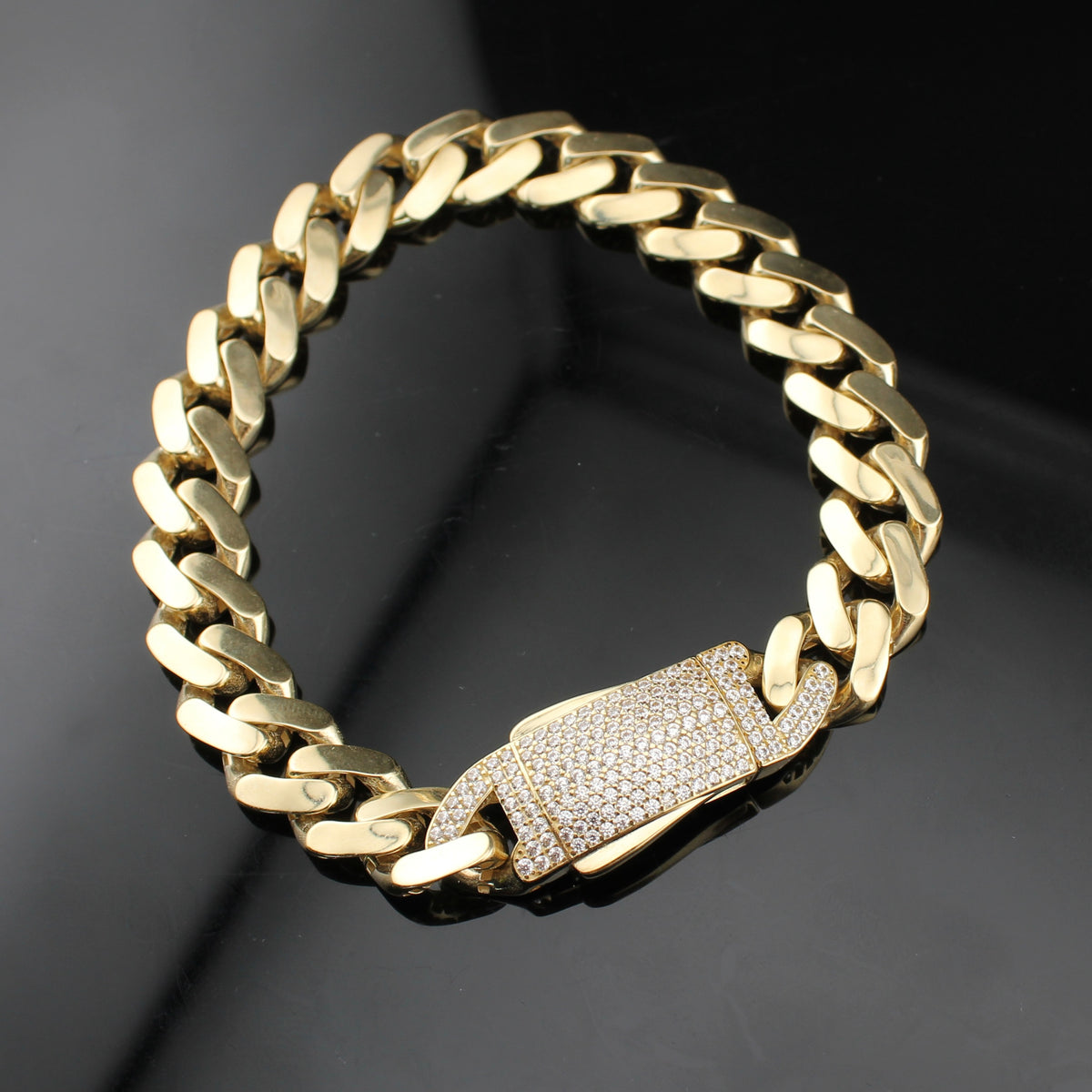 Real 14K Gold 10.5mm Royal Cuban Bracelet