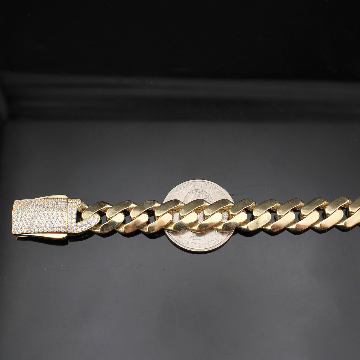 Real 14K Gold 10.5mm Royal Cuban Bracelet