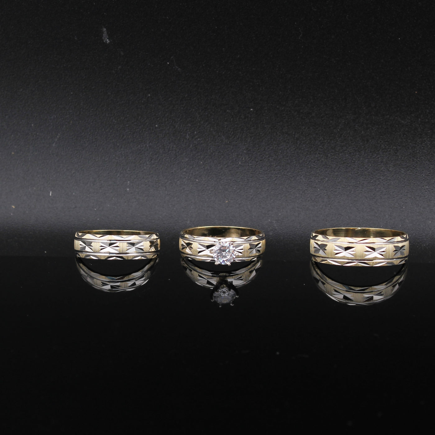 14K Gold Couples Wedding Ring Set