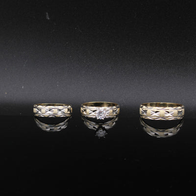 14K Gold Couples Wedding Ring Set