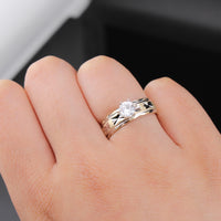 Real 14K Gold Couples Wedding Rings Set