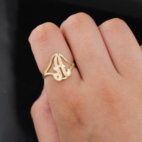 Anillo de Oro Real de 10K con Inicial A