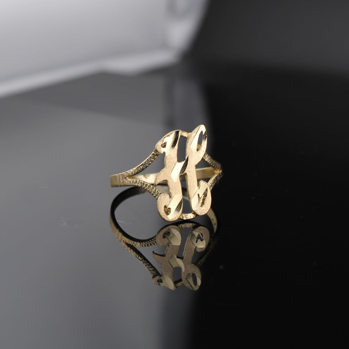 Real 10K Gold Initial H Ring