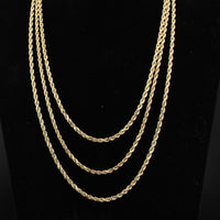 Real 14K Gold 3mm Rope Chain
