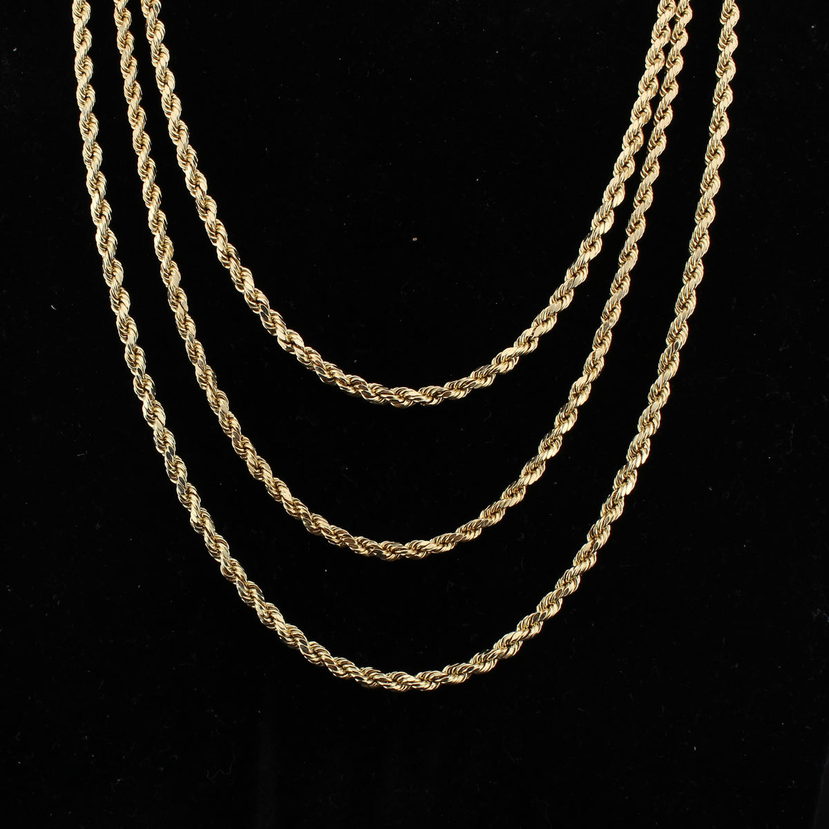 Real 14K Gold 3mm Rope Chain