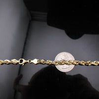 Cadena de cuerda de oro de 10K auténtico de 5 mm