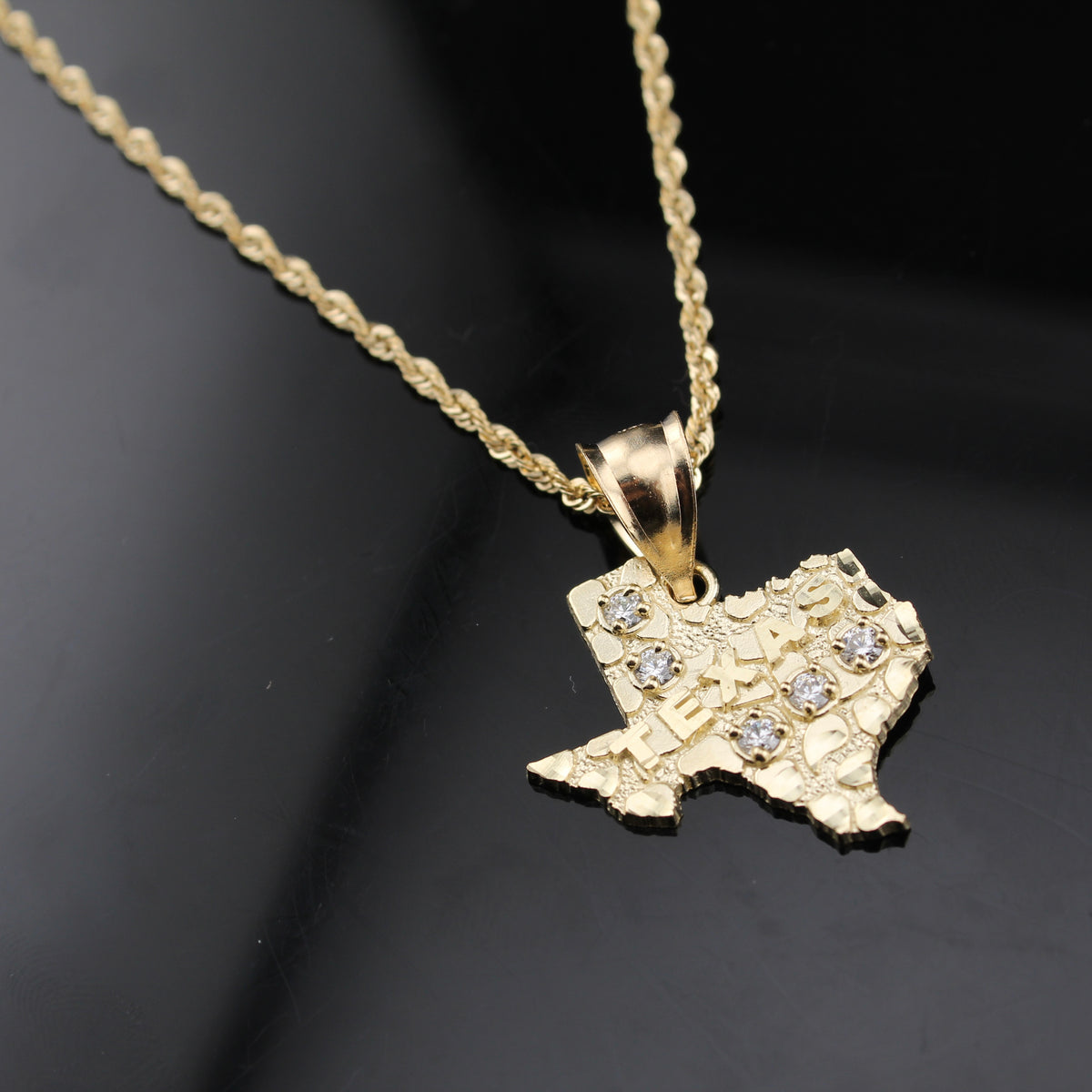 Collar de pepita de oro de 10K real de Texas
