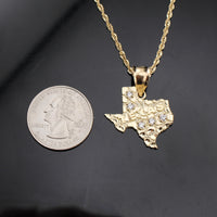 Collar de pepita de oro de 10K real de Texas