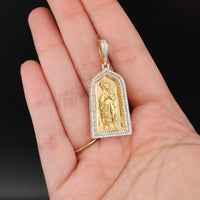 Real 10K Gold Diamond Virgin Mary Pendant