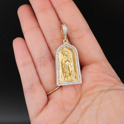 10K Diamond Virgin Mary Pendant
