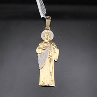 Colgante de San Judas de oro de 10 quilates con diamantes auténticos