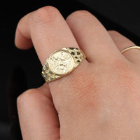 Anillo de oro de 10K real de 50 pesos, pepita Centenario