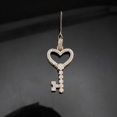 10K Diamond Heart Key Pendant