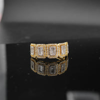 Real 10K Two Tone Gold Diamond Mens Baguette Ring