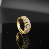 Real 10K Two Tone Gold Diamond Mens Baguette Ring