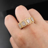 Real 10K Two Tone Gold Diamond Mens Baguette Ring