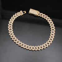 Pulsera de oro de 10K con diamantes, modelo Miami Cubano