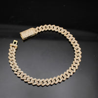 Pulsera de oro de 10K con diamantes, modelo Miami Cubano