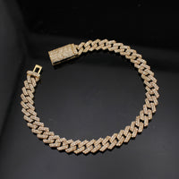 Pulsera de oro de 10K con diamantes, modelo Miami Cubano