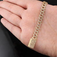 Pulsera de oro de 10K con diamantes, modelo Miami Cubano