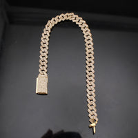 Pulsera de oro de 10K con diamantes, modelo Miami Cubano