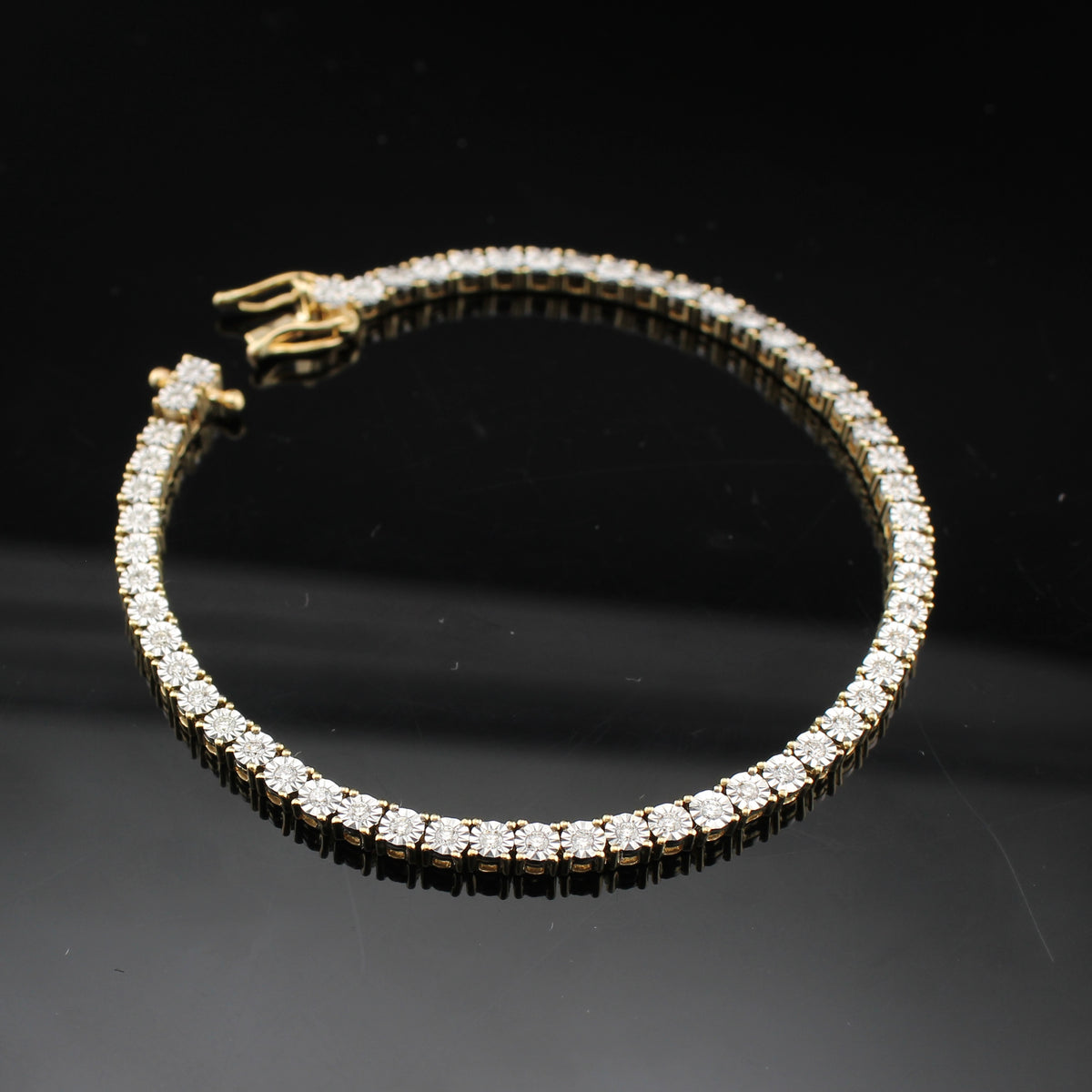 Pulsera de tenis de oro de 10K y diamantes de 1,1 CTW reales