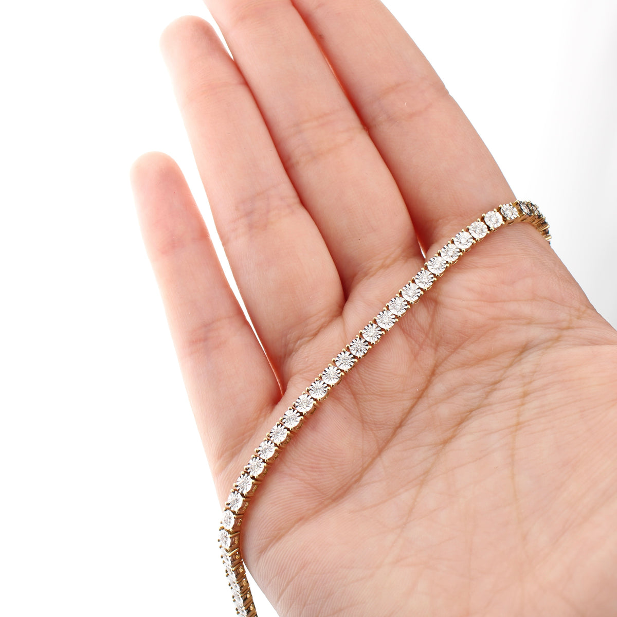 Pulsera de tenis de oro de 10K y diamantes de 1,1 CTW reales