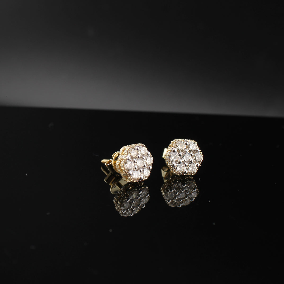 Real 10K Gold Diamond Stud Earrings