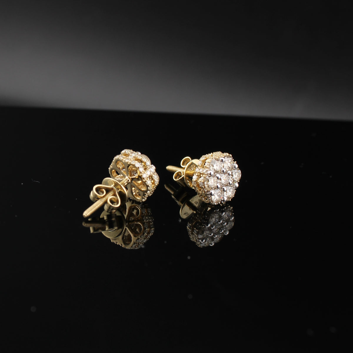 Real 10K Gold Diamond Stud Earrings