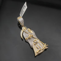 Real 10K Gold Diamond Santa Muerte Pendant