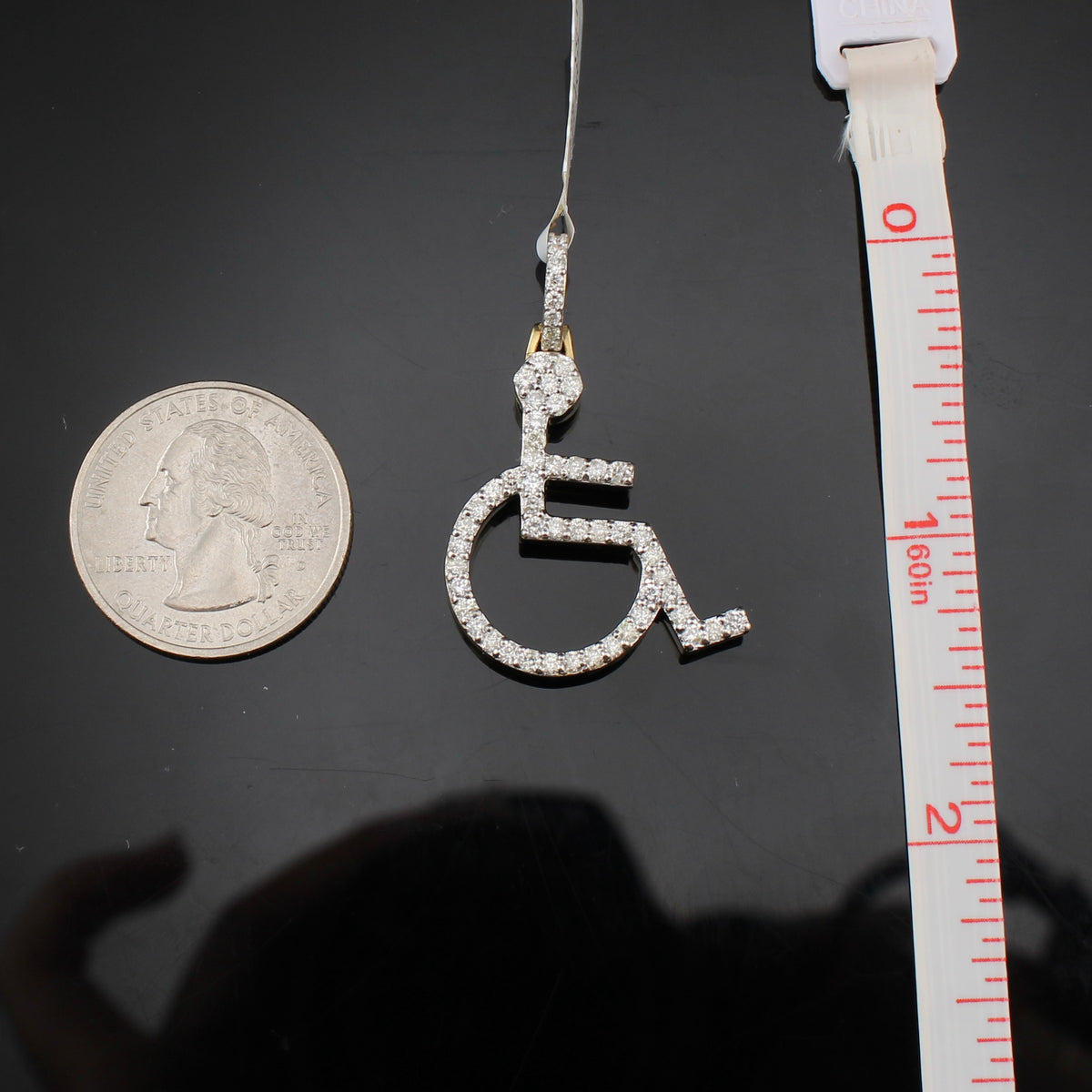 Real 10K Gold Diamond Crip Handicap Pendant