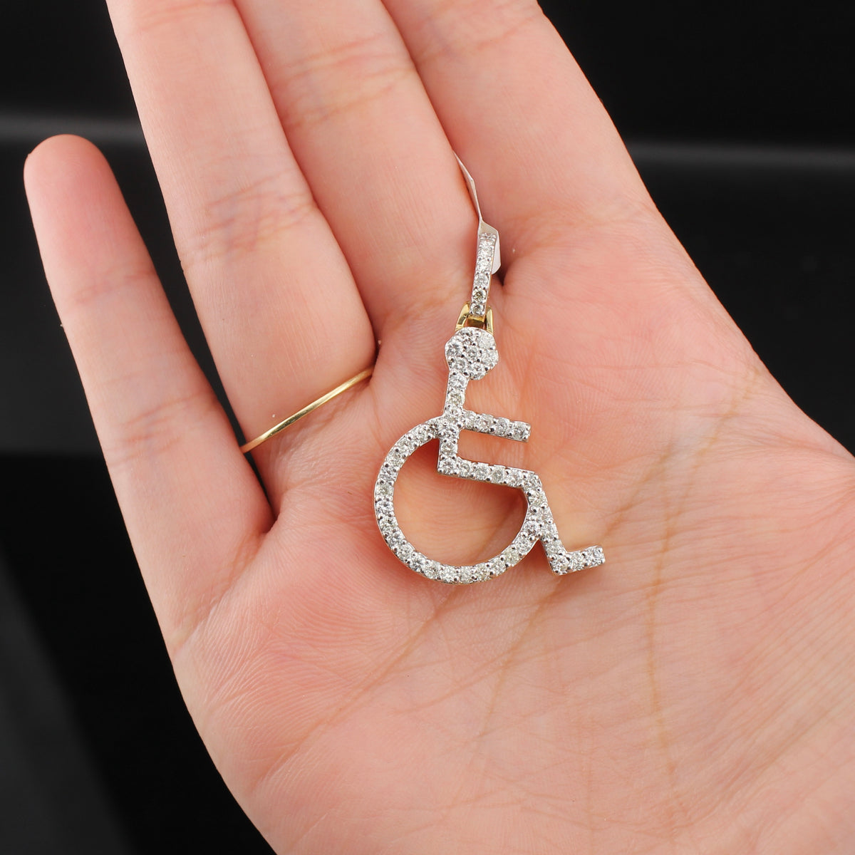 Real 10K Gold Diamond Crip Handicap Pendant