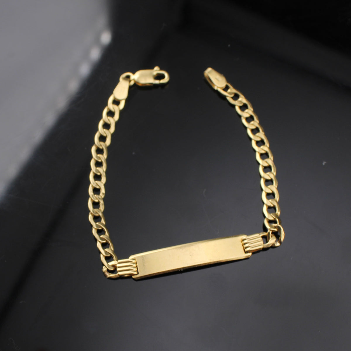 Pulsera cubana de oro de 10K auténtico con placa de identificación