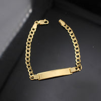 Pulsera cubana de oro de 10K auténtico con placa de identificación